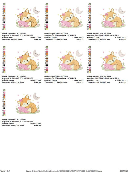 Sleeping Red Fox embroidery designs - Woodland animal with moon and flowers machine embroidery pattern - Baby girl file - Instant download