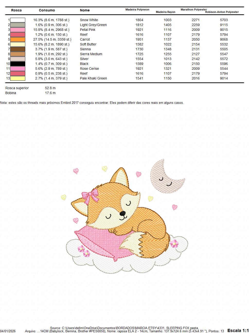 Sleeping Red Fox embroidery designs - Woodland animal with pillow and moon machine embroidery pattern - Baby girl file - Instant download