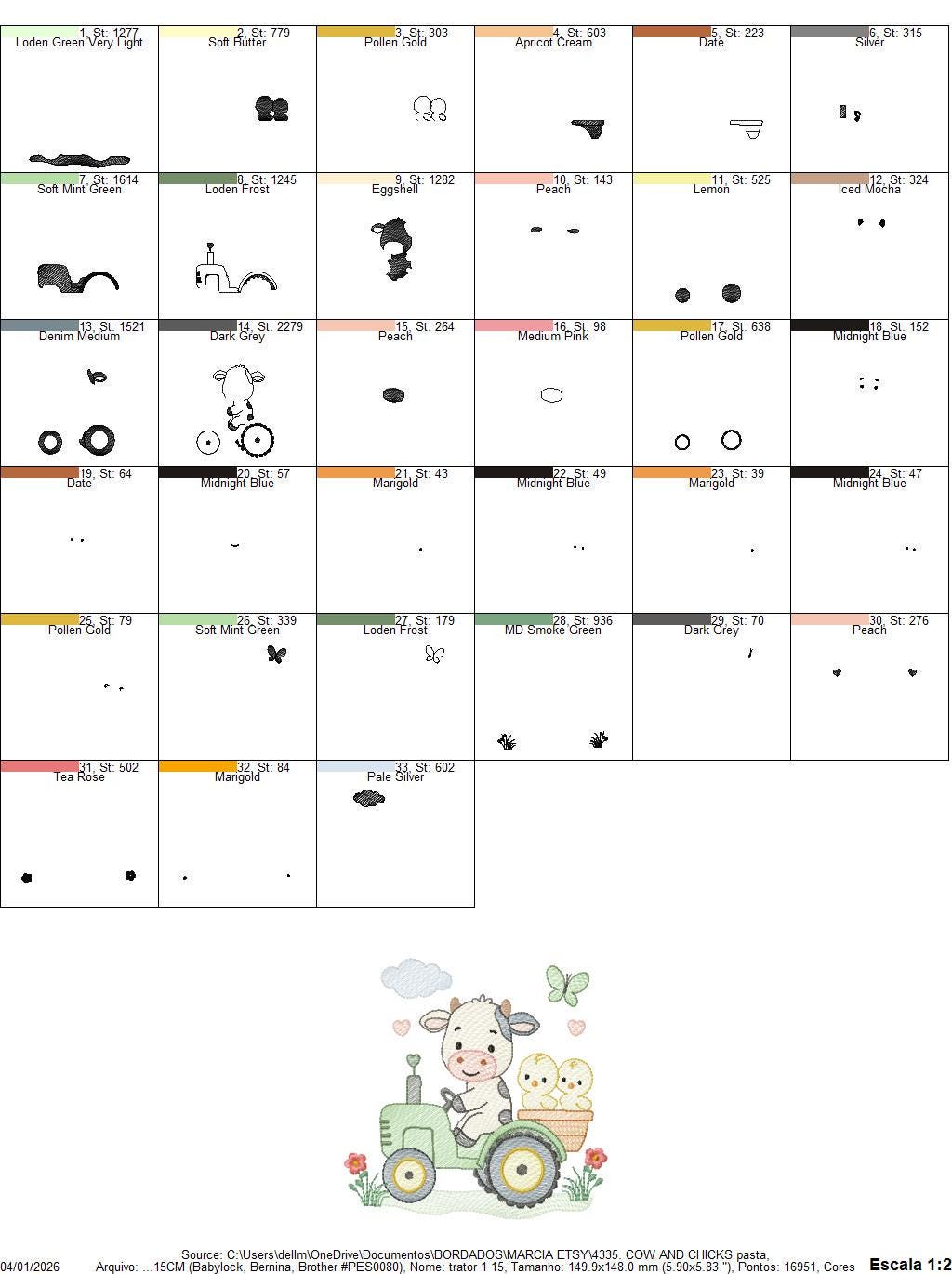 Cow with chickens driving tractor embroidery design - Farm Animal machine embroidery pattern - Baby girl and boy file - Instant download pes