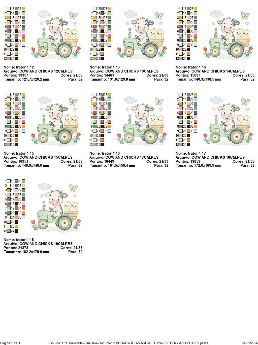 Cow with chickens driving tractor embroidery design - Farm Animal machine embroidery pattern - Baby girl and boy file - Instant download pes