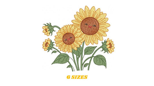 Sunflower embroidery designs - Yellow Flowers machine embroidery pattern - Floral Grandma Kitchen towel - Instant digital download pes jef