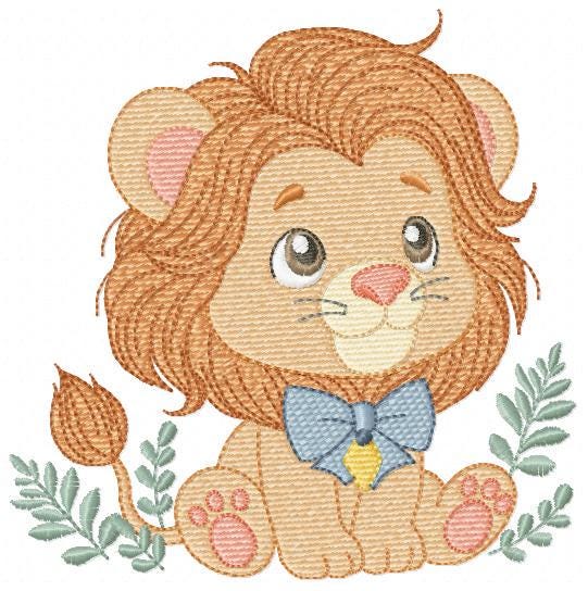 Lion embroidery designs - Safari wild animal with blue tie machine embroidery pattern - Baby Boy file - Instant download pes jef dst hus xxx