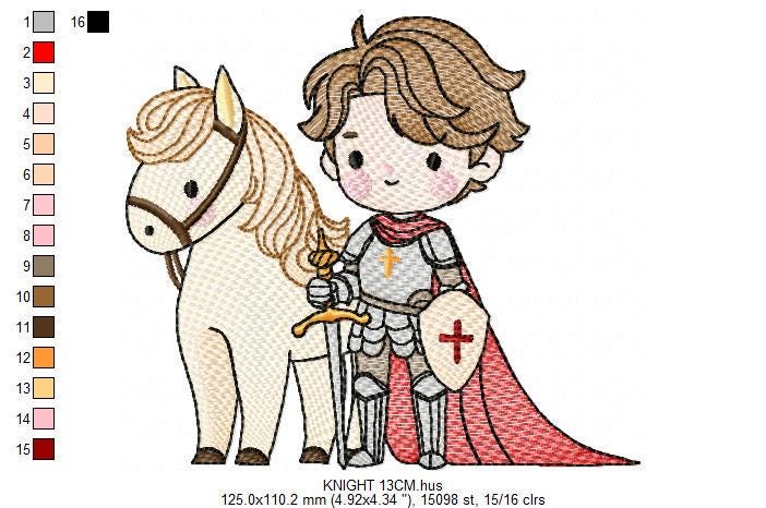 Prince embroidery designs - Knight King with horse machine embroidery pattern - Baby boy Fairytale file - Instant digital download pes jef