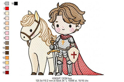 Prince embroidery designs - Knight King with horse machine embroidery pattern - Baby boy Fairytale file - Instant digital download pes jef