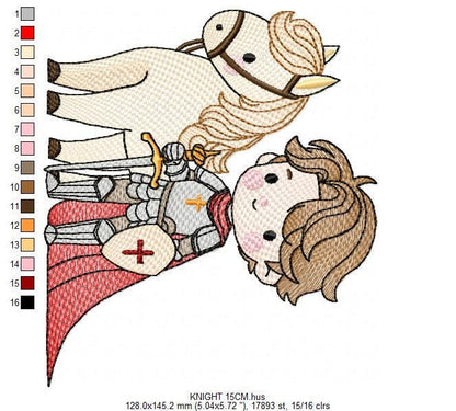 Prince embroidery designs - Knight King with horse machine embroidery pattern - Baby boy Fairytale file - Instant digital download pes jef