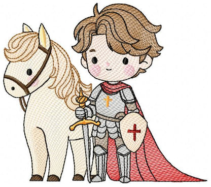 Prince embroidery designs - Knight King with horse machine embroidery pattern - Baby boy Fairytale file - Instant digital download pes jef