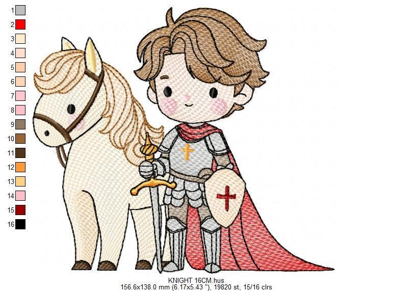 Prince embroidery designs - Knight King with horse machine embroidery pattern - Baby boy Fairytale file - Instant digital download pes jef