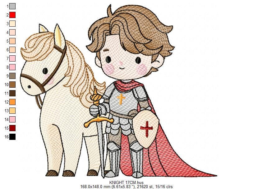 Prince embroidery designs - Knight King with horse machine embroidery pattern - Baby boy Fairytale file - Instant digital download pes jef