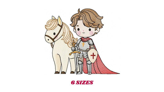 Prince embroidery designs - Knight King with horse machine embroidery pattern - Baby boy Fairytale file - Instant digital download pes jef
