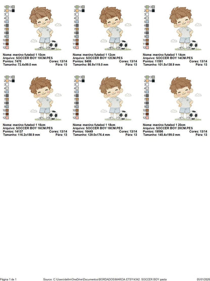 Soccer player embroidery designs - Baby Boy machine embroidery file - Boy with soccer ball file - Instant digital download pes jef dst hus