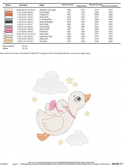 Female Duck with baby embroidery design - Flying bird machine embroidery pattern - Baby Girl file - Instant digital download pes jef dst hus