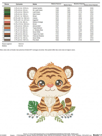 Baby Tiger embroidery design - Forest Wild Animal machine embroidery pattern - Baby Boy file - Instant digital download pes jef dst hus vp3