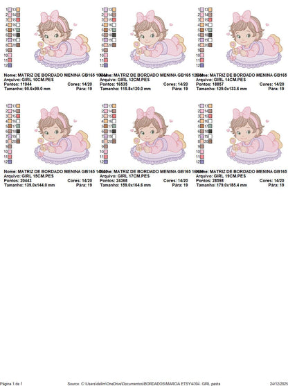 Baby girl with rattle embroidery designs - Princess with short hair and lace machine embroidery pattern - Instant digital download pes jef