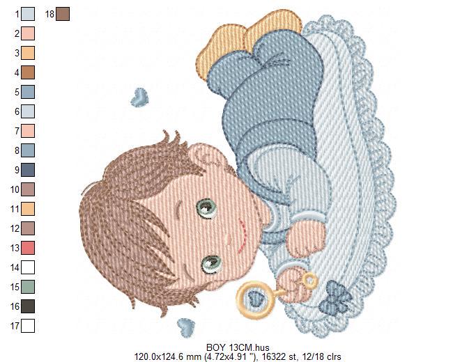 Sleeping baby embroidery design - Baby boy toddler machine embroidery pattern - Newborn Nursery file - Instant digital download pes jef dst