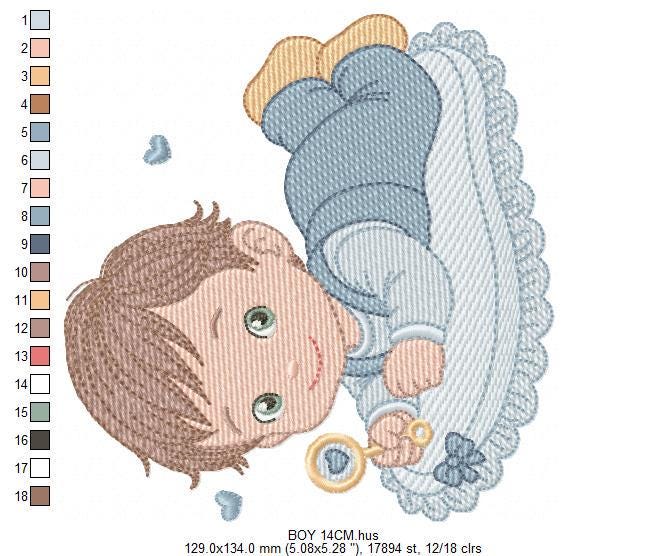 Sleeping baby embroidery design - Baby boy toddler machine embroidery pattern - Newborn Nursery file - Instant digital download pes jef dst