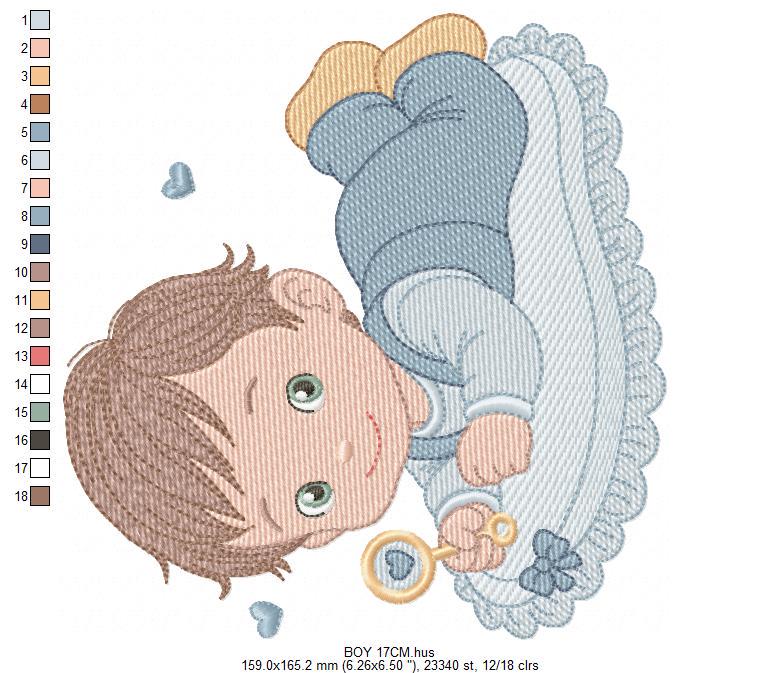 Sleeping baby embroidery design - Baby boy toddler machine embroidery pattern - Newborn Nursery file - Instant digital download pes jef dst