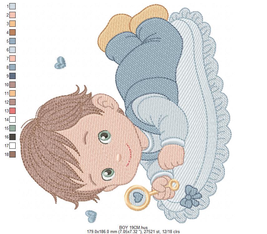 Sleeping baby embroidery design - Baby boy toddler machine embroidery pattern - Newborn Nursery file - Instant digital download pes jef dst