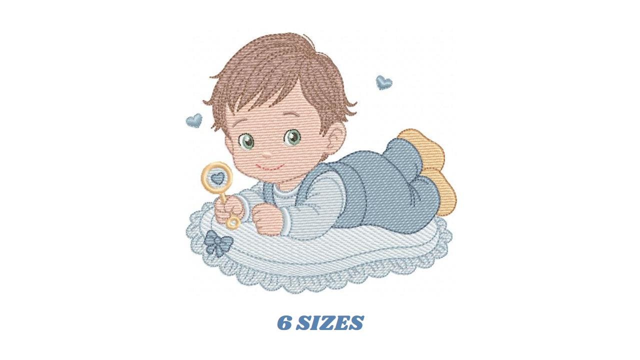 Sleeping baby embroidery design - Baby boy toddler machine embroidery pattern - Newborn Nursery file - Instant digital download pes jef dst