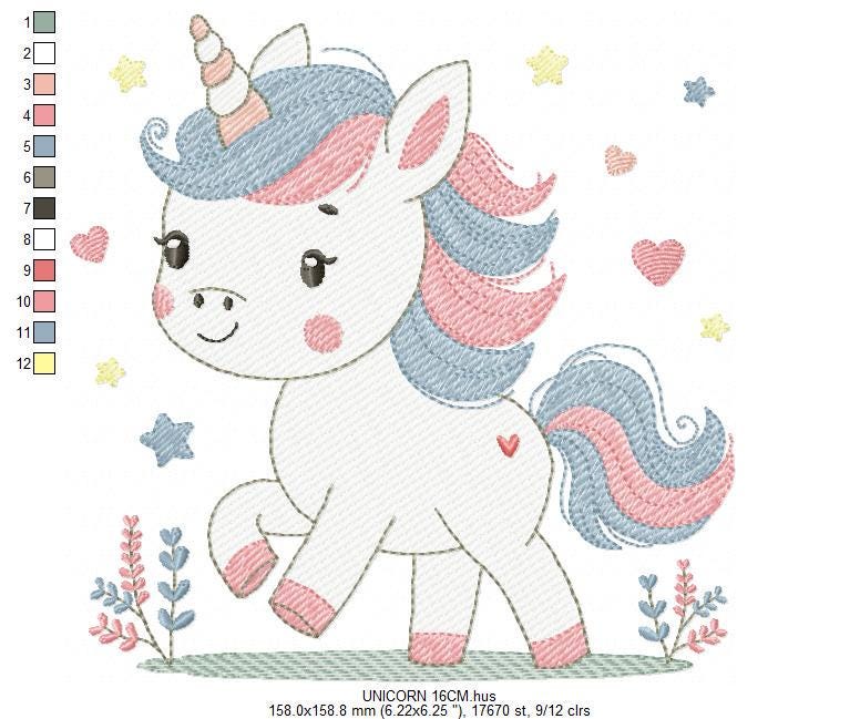 Unicorn embroidery designs - Baby Girl Pony machine embroidery pattern - Fairy tale magical fantasy file - Instant digital download pes jef