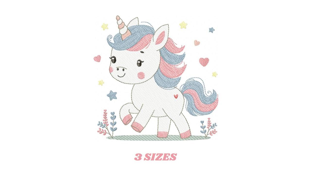 Unicorn embroidery designs - Baby Girl Pony machine embroidery pattern - Fairy tale magical fantasy file - Instant digital download pes jef