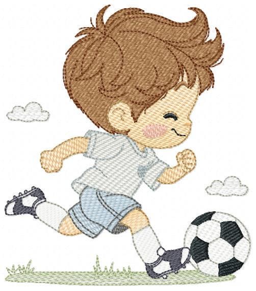 Soccer player embroidery designs - Baby Boy machine embroidery file - Boy with soccer ball file - Instant digital download pes jef dst hus
