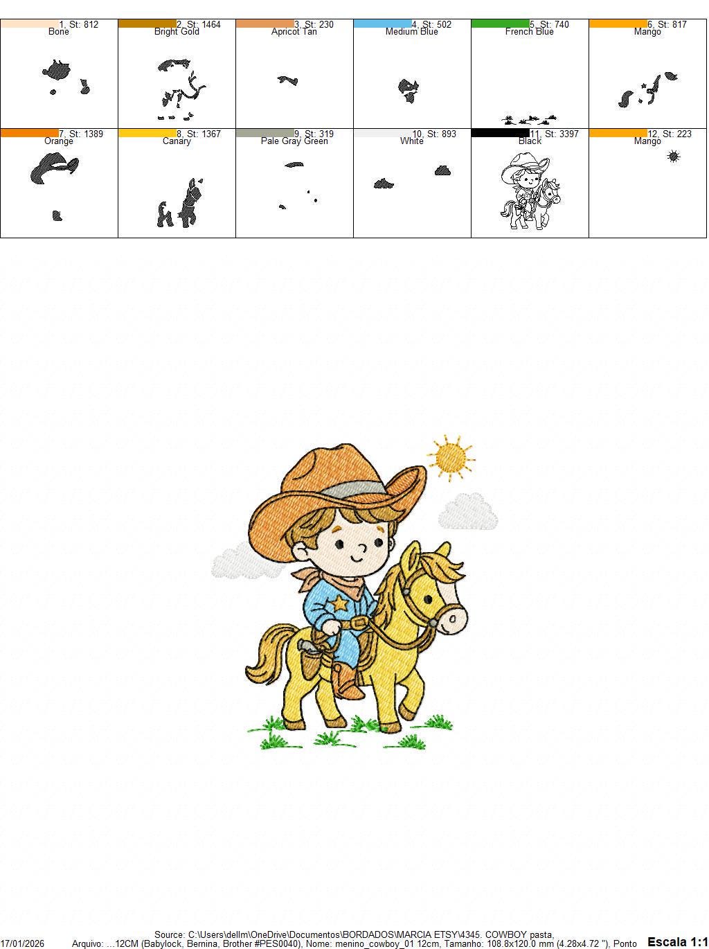 Cowboy embroidery design - Baby boy with horse and cowboy hat machine embroidery pattern - Farm ranch file - Instant digital download pes