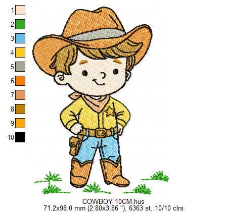 Cowboy embroidery design - Baby boy with cowboy hat machine embroidery pattern - Farm ranch file - Instant digital download pes jef dst hus
