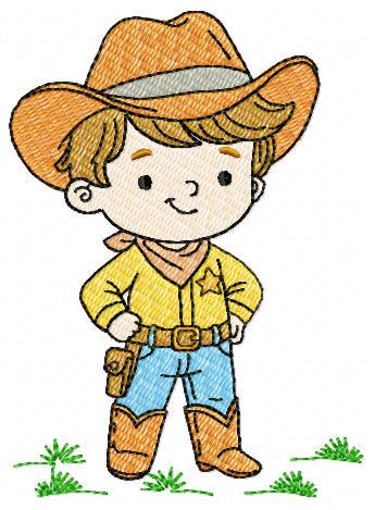 Cowboy embroidery design - Baby boy with cowboy hat machine embroidery pattern - Farm ranch file - Instant digital download pes jef dst hus