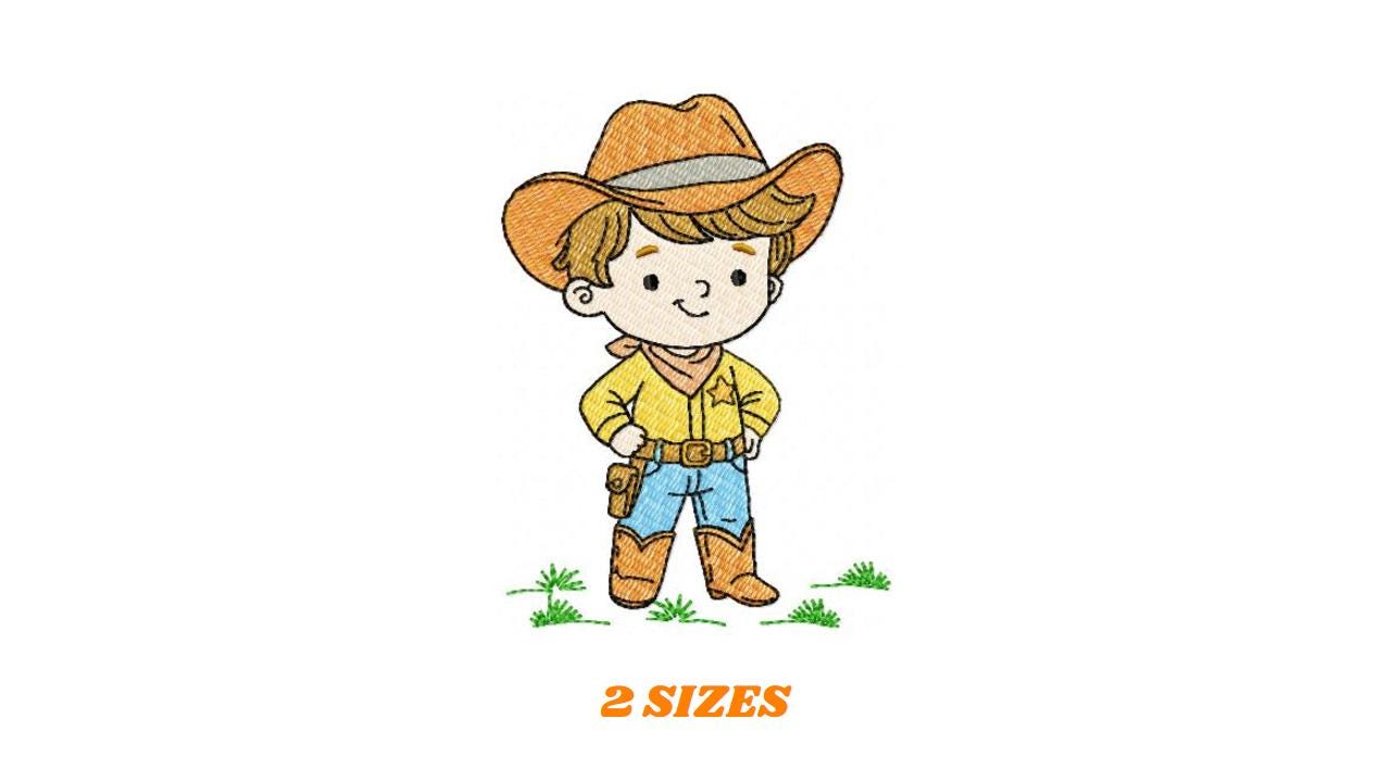 Cowboy embroidery design - Baby boy with cowboy hat machine embroidery pattern - Farm ranch file - Instant digital download pes jef dst hus