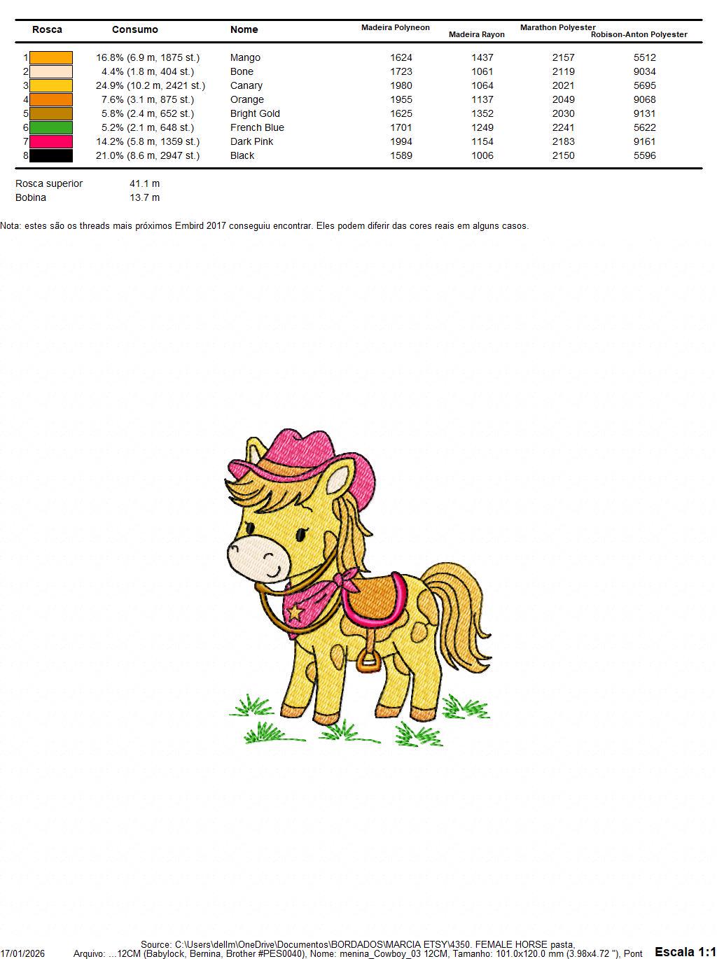 Horse embroidery design - Farm Pony with cowboy hat machine embroidery pattern - Baby Girl Cowgirl horse - Instant digital download pes jef