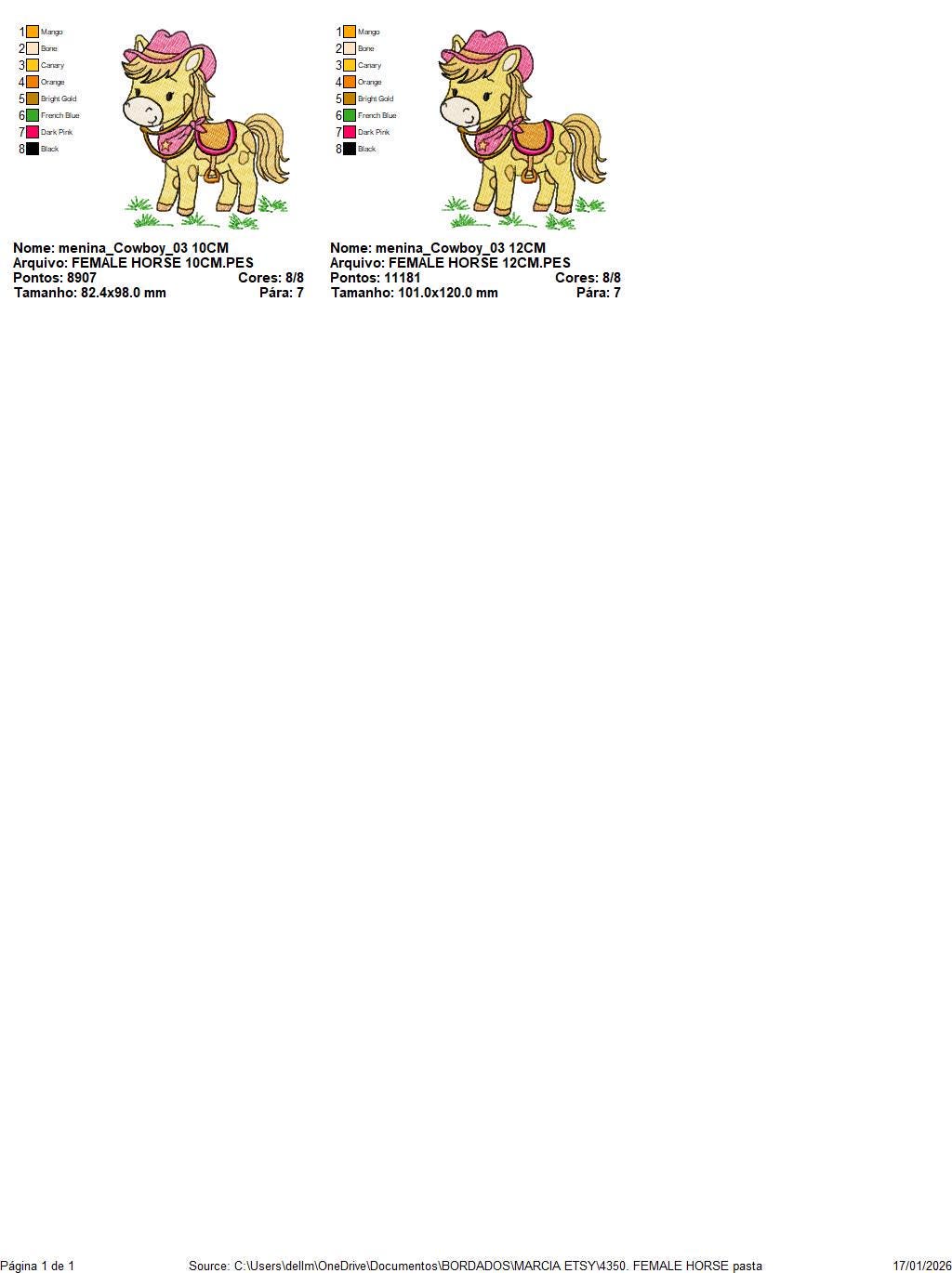 Horse embroidery design - Farm Pony with cowboy hat machine embroidery pattern - Baby Girl Cowgirl horse - Instant digital download pes jef