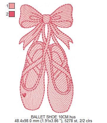 Ballerina shoes embroidery designs - Ballet dancer slipper machine embroidery pattern - Baby girl file - Instant digital download pes jef