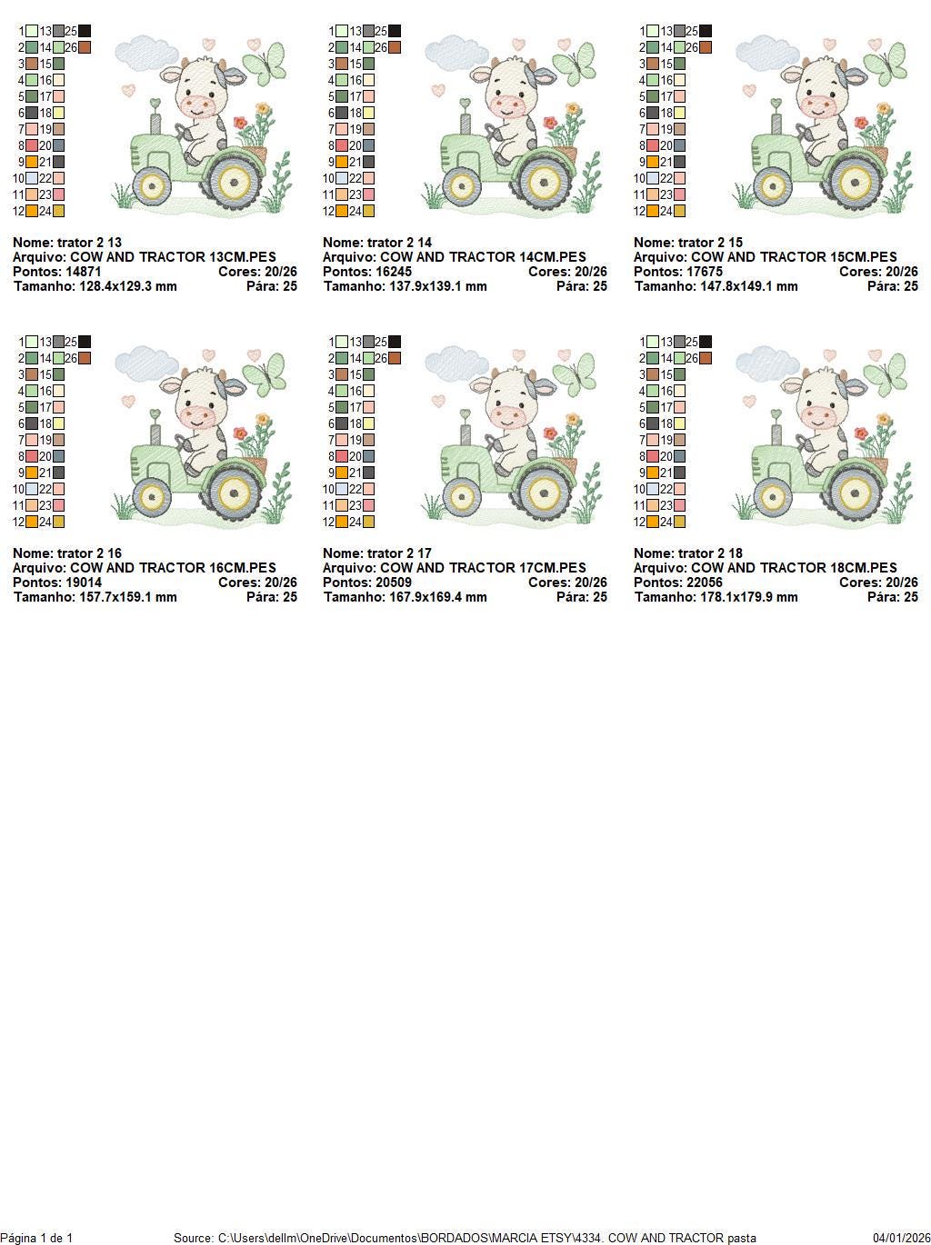 Cow driving tractor embroidery design - Farm Animal machine embroidery pattern - Baby girl and boy file - Instant digital download pes jef