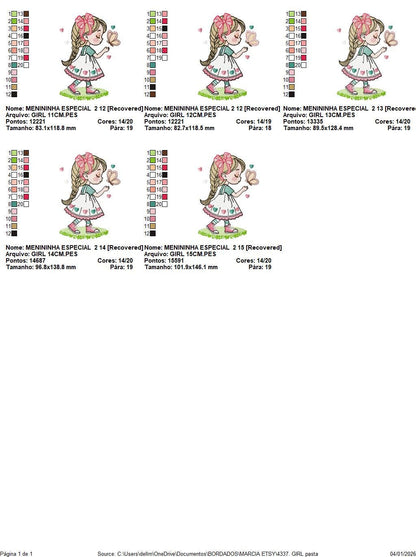 Baby girl embroidery designs - Girl with long hair braid machine embroidery pattern - Princess with butterfly file - Instant download pes