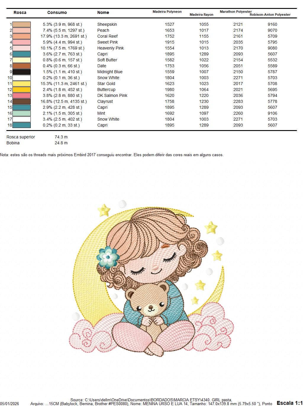 Baby girl with moon embroidery designs - Girl with short hair machine embroidery pattern - Princess with teddy bear file - Instant download
