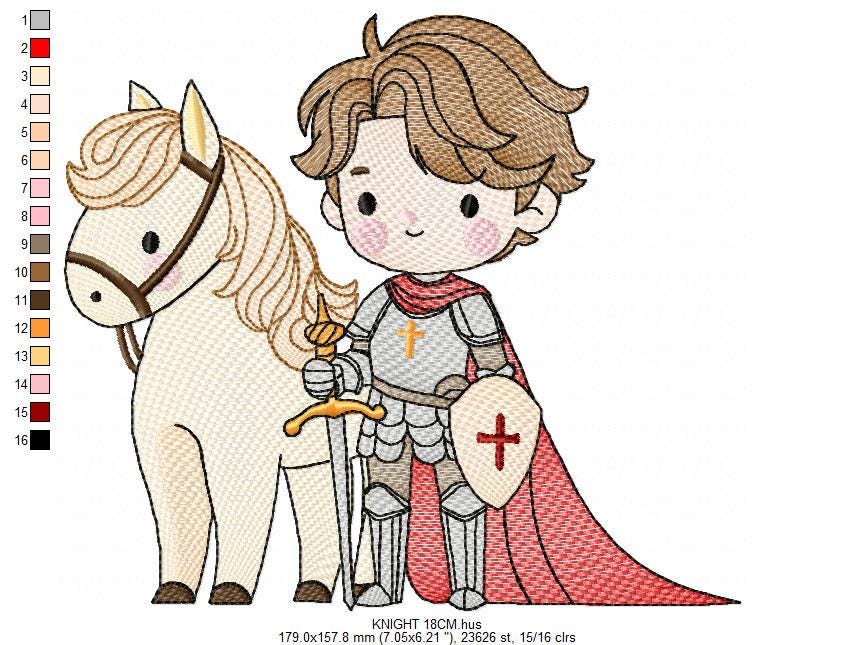 Prince embroidery designs - Knight King with horse machine embroidery pattern - Baby boy Fairytale file - Instant digital download pes jef