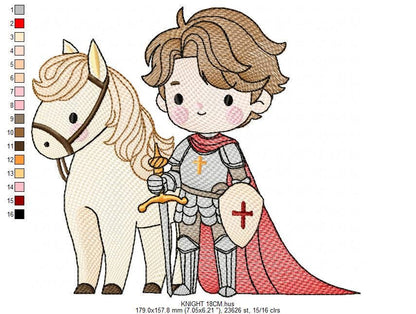 Prince embroidery designs - Knight King with horse machine embroidery pattern - Baby boy Fairytale file - Instant digital download pes jef