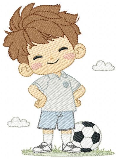 Soccer player embroidery designs - Baby Boy machine embroidery file - Boy with soccer ball file - Instant digital download pes jef dst hus