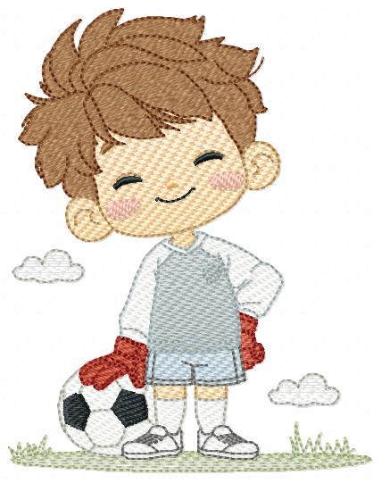 Soccer player embroidery designs - Baby Boy machine embroidery file - Boy with soccer ball file - Instant digital download pes jef dst hus