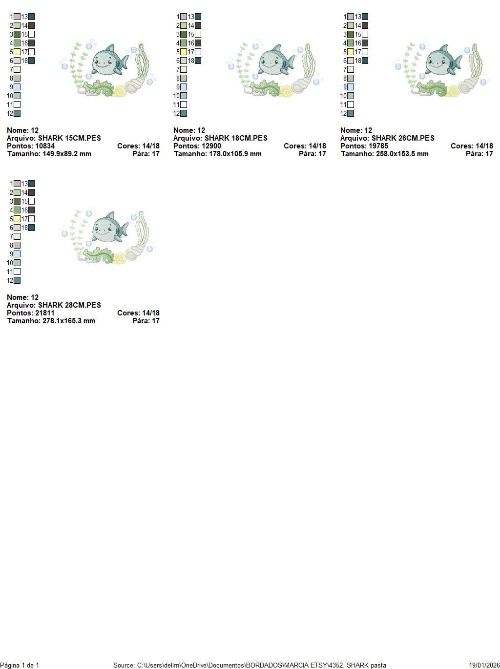 Shark embroidery designs - Ocean animals machine pattern - Shark with shells bubbles and algae frame - Instant download pes jef dst hus vp3