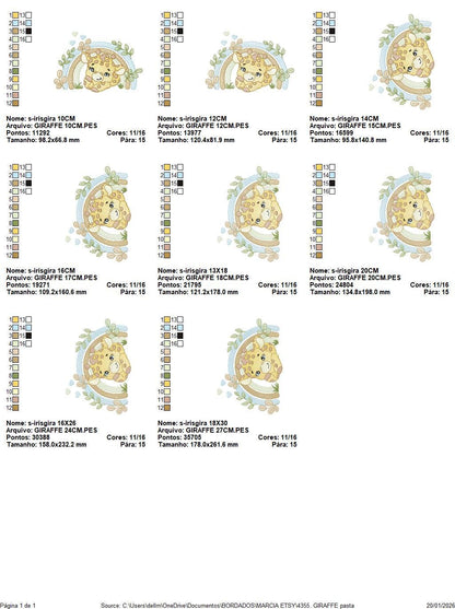 Giraffe with rainbow embroidery design - Male Wild Animal machine embroidery pattern - Baby boy file - Instant download pes jef dst hus vp3