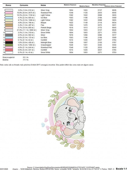 Elephant embroidery designs - Safari Wild Animal machine embroidery pattern - Baby Boy file - Flowers and rainbow - Instant digital download