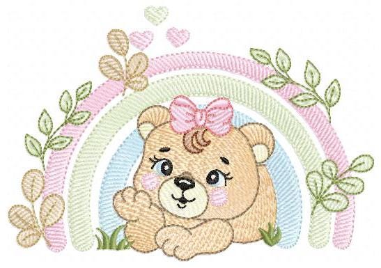 Lioness embroidery designs - Safari wild animal machine embroidery pattern - Baby girl rainbow file - Female Lion - Instant download pes jef