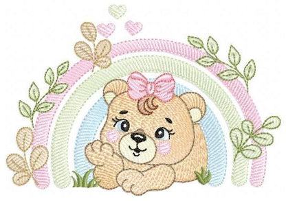 Lioness embroidery designs - Safari wild animal machine embroidery pattern - Baby girl rainbow file - Female Lion - Instant download pes jef