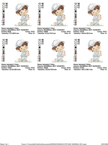 Baseball player embroidery designs - Baby Boy Player machine embroidery file - Boy with baseball uniform file - Instant digital download dst