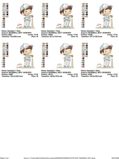Baseball player embroidery designs - Baby Boy Player machine embroidery file - Boy with baseball uniform file - Instant digital download jef