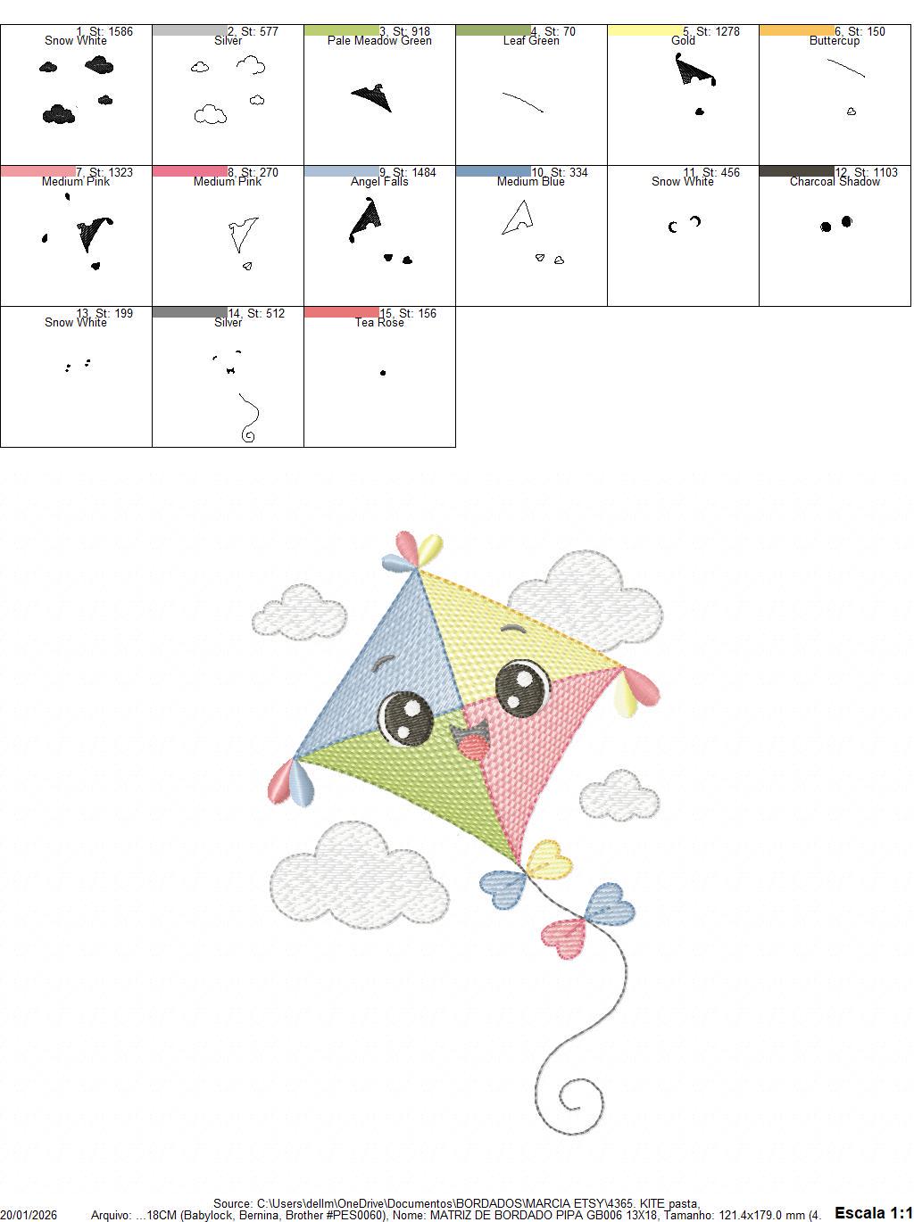 Colorful Kite embroidery designs - Baby Boy Toy machine embroidery pattern - Sunning sky flying clouds - Instant digital download pes jef