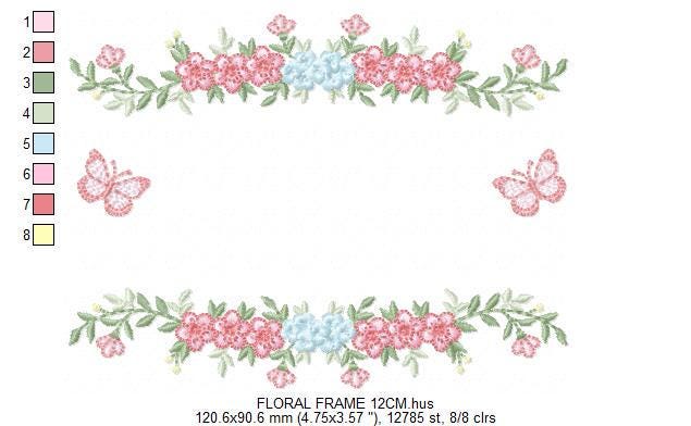 Monogram Frame with roses embroidery designs - Flower Laurel wreath machine embroidery pattern - Kitchen Towel file - Instant download jef