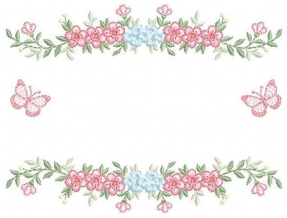 Monogram Frame with roses embroidery designs - Flower Laurel wreath machine embroidery pattern - Kitchen Towel file - Instant download jef