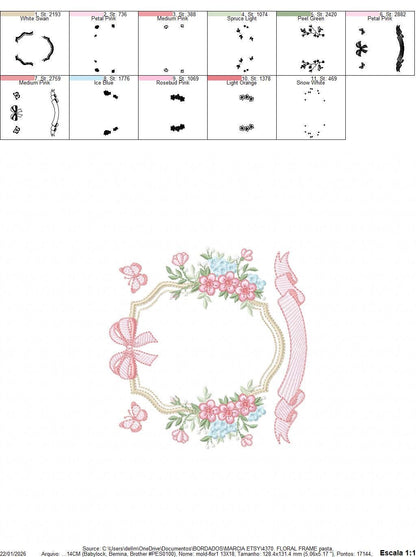Monogram Frame with roses embroidery designs - Flower Laurel wreath machine embroidery pattern - Kitchen Towel file - Instant download jef